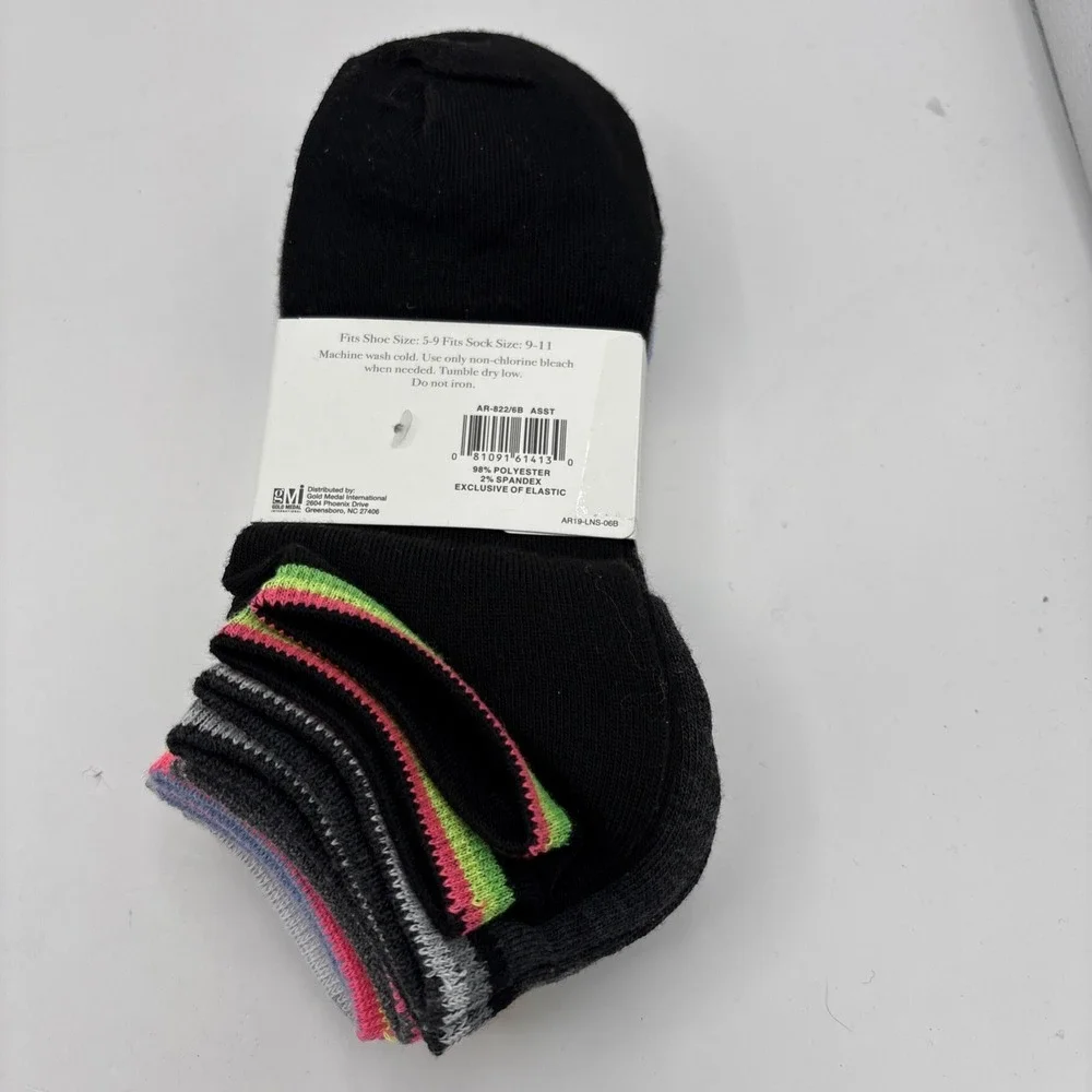 Alexa Rose Women's Shoe Size 5-9 Multi-Color No Show Socks‎ 6 Pairs NWT